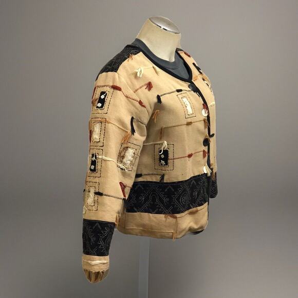 New Directions Jacket Womens L  Fringe Unique Peasant Bohemian Lined Button - Picture 3 of 12